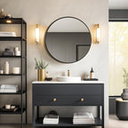USHOWER Black Round Mirror for Over Sink 24-inch, Circle Bathroom Mirror - Image 5
