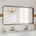 60X30 Inch Black Metal Framed Bathroom Mirror by MYSUNORIA