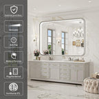 40x30 Inch LED Mirror for Bathroom, Brushed Sliver Metal Frame Lighted Vanity - Image 2