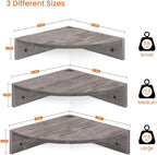 Homode Corner Floating Shelves, 3 Tier Wood Hanging Shelf Organizer - Image 3