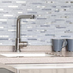 AULIGET 20 Sheets Faux Stone Peel and Stick Backsplash, Light Grey Marble Look - Image 7