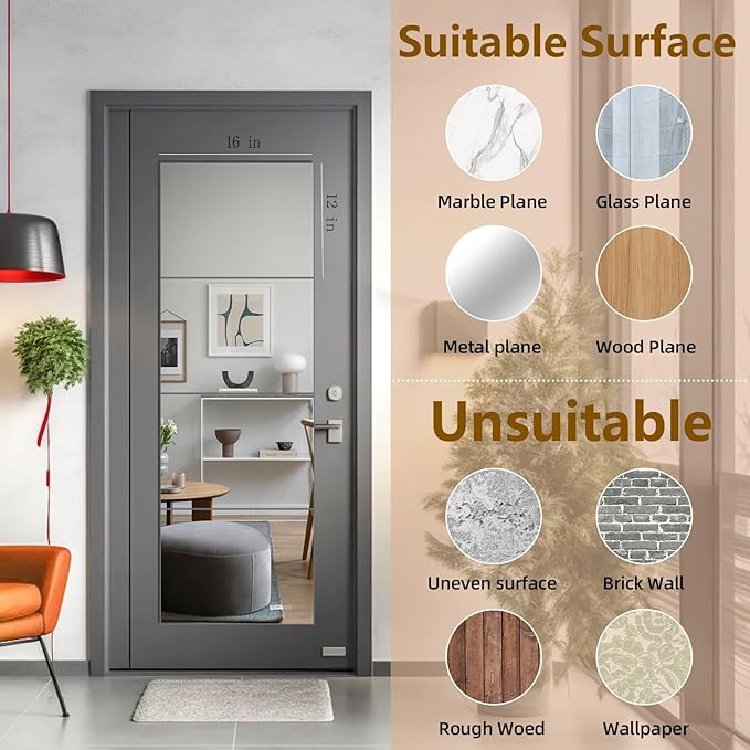 Stick on Small Mirror for Wall Decor, Plastic Non Glass Sticky Kids Safety - Image 3