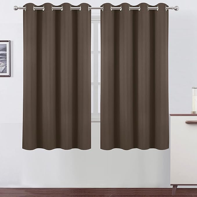 LEMOMO Chocolate Brown Blackout Curtains 52 x 63 Inch Length/Set of 2 Curtain by Lemomo