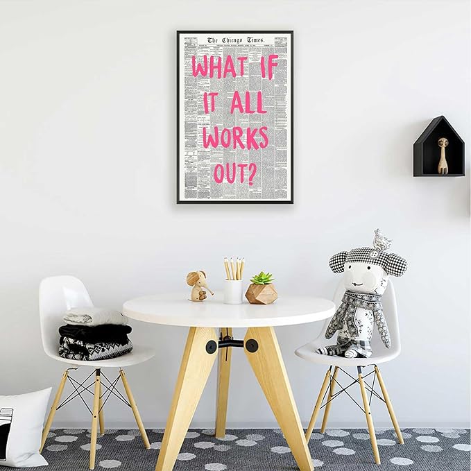 What If It All Works Out Poster Retro Newspaper Pink Font Canvas Wall Art - Image 5