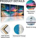Sunset Ocean Canvas Wall Art Tropical Beach Prints Painting Palm Coconut Tree - Image 4