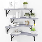 ROMGUAR CRAFT Corner Floating Shelves Wall Mounted Set of 4, Rustic Wood by ROMGUAR+CRAFT