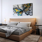 Abstract Butterfly Wall Art Teal Grey Yellow Butterfly Wall Decor Modern Marble - Image 6