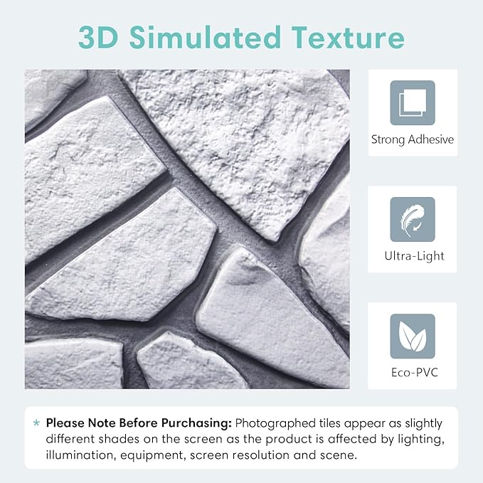 Commomy Peel and Stick Rock Wall Tiles - Image 4