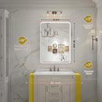 LED Bathroom Mirror with Lights, 24x32 Inch Brushed Silver Framed Lighted - Image 7