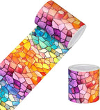 HOMETITUTE Wallpaper Border Peel and Stick Wall Border Rainbow Mosaic Glass by HOMETITUTE