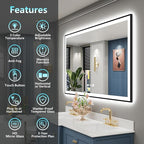 60x30 Black Framed LED Bathroom Mirror - Image 2