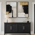 Framed Black White and Gold Abstract Wall Art - Image 3