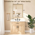 Oak Wood Effect Framed Wall Mirror, 22x30 Rectangle Mirror, Anti-desilvering - Image 2