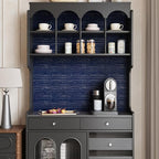 CRE8TIVE Dark Blue Grasscloth Peel and Stick Wallpaper Textured Blue Contact - Image 4