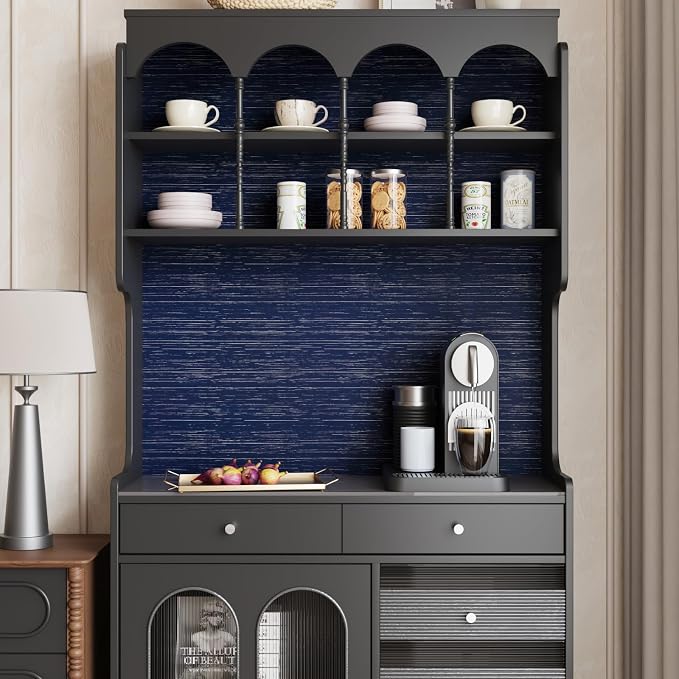 CRE8TIVE Dark Blue Grasscloth Peel and Stick Wallpaper Textured Blue Contact - Image 4