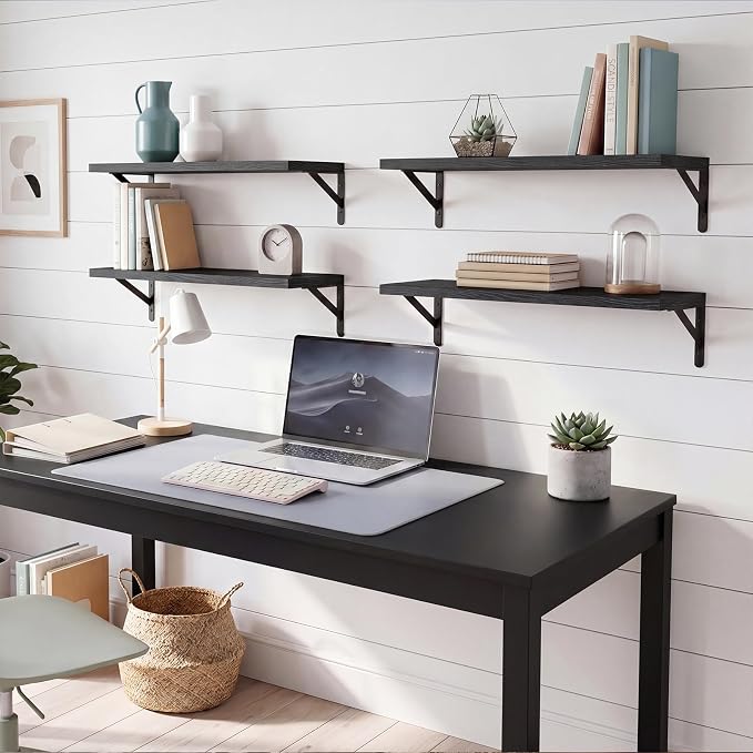 YGEOMER Floating Shelves for Wall, 23in Black Wall Shelves for Living Room - Image 5