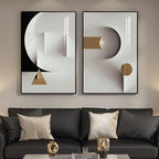 Large Framed Modern Elegant Abstract Wall Art, 2 Piece Black White Gold - Image 3