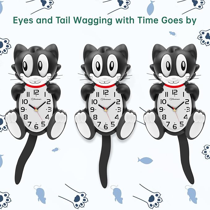 Soobest 18 Inch 3D Large Cat Wall Clock Battery Operated Silent Non Ticking - Image 4