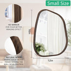 Irregular Wooden Framed Wall Mirror Modern Oval Asymmetrical Unique Hanging - Image 7