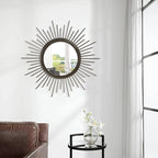 Large Sunburst Wall Mirror, Round Home Modern Metal Art Mirror - Image 4