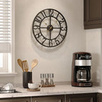 Cuspin 16 Inch Large Wall Clock, Modern Black Metal Clock - Image 2
