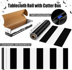 Kochorie 100 Ft x 54 Inch Black & White Striped Tablecloth Roll - Image 2