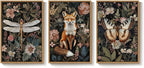 Framed Vintage Botanical Animal Wall Art Set of 3, Dark Floral Butterfly - Image 9