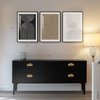 Framed Boho Neutral Abstract Wall Art, Minimalist Black White Brown Geometric - Image 4