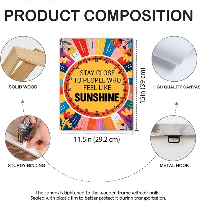 Inspirational Sunshine Wall Art Decor, Motivational Canvas Painting Pictures - Image 2