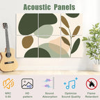 6 Pack Art Acoustic Panels Sound Absorbing Boho Botanical Leaf Orange Green - Image 3