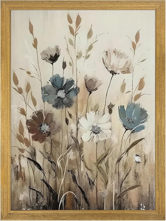 Yaneiro Wood Framed Vintage Wildflower Wall Art, Boho Canvas Wall Decor by Unknown