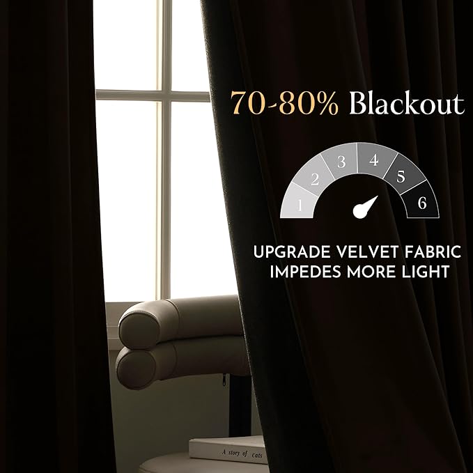 NICETOWN Taupe Velvet Curtains 84 inches Long - Image 4