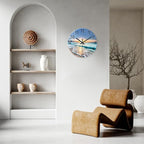 Blue Beach Wall Clock for Kitchen 14 Inch Round Coastal Clocks for Walls Analog - Image 4