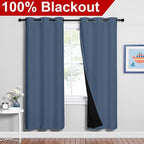 NICETOWN 100% Blackout Curtains Thermal, Stone Blue, 1 Pair, W37 x L70 - Image 2