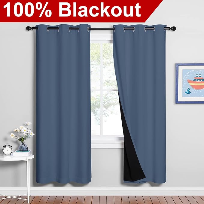 NICETOWN Full Shade Curtain Panels 72 inches Long, Pair of Energy Smart & Noise - Image 2