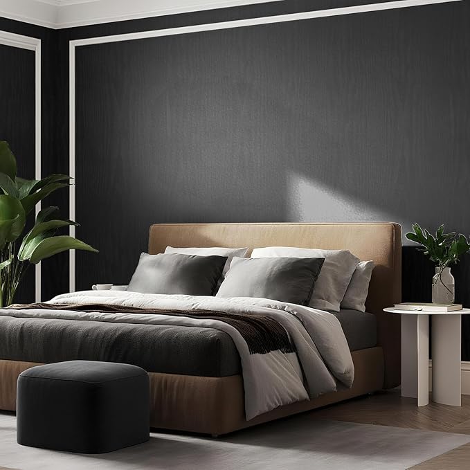 Vinjiasin Black Wallpaper Wood Grain Contact Paper Peel and Stick Wall Paper - Image 2