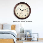 Wall Clock, Bronze Silent Non Ticking Classic Battery Operated Clocks, - Image 4