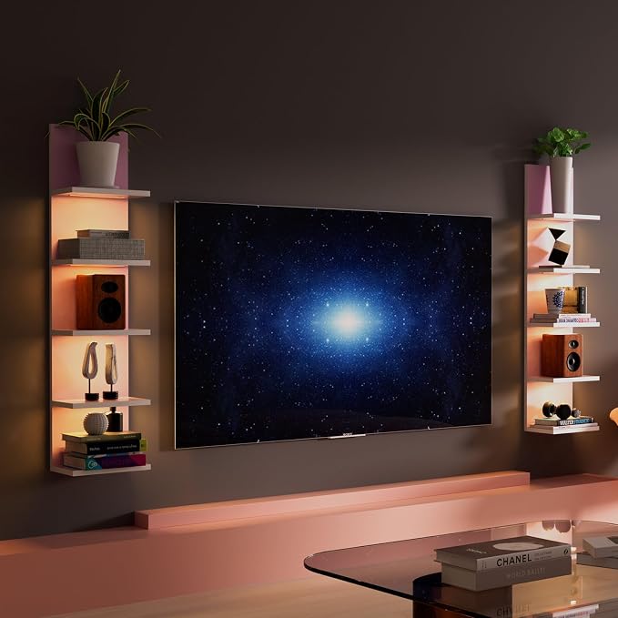 Homaterial 5 Tier Wall Shelf Unit, Modern Vertical Lack Wall Shelves - Image 4