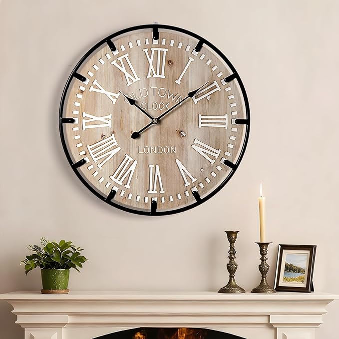 Vantic Farmhouse 24 Inch Extra Large Decorative Wall Clock by Vantic