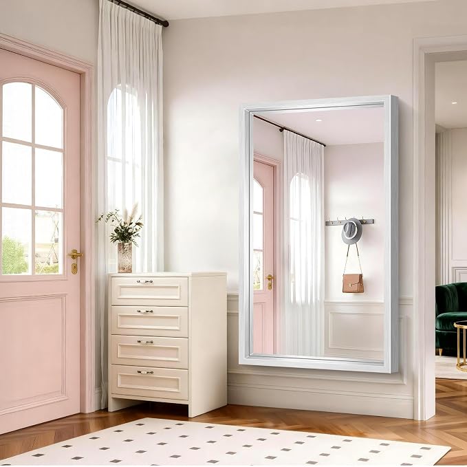 60x36 Inch Brushed Silver Bathroom Mirror, Large Rectangular Mirror - Image 9