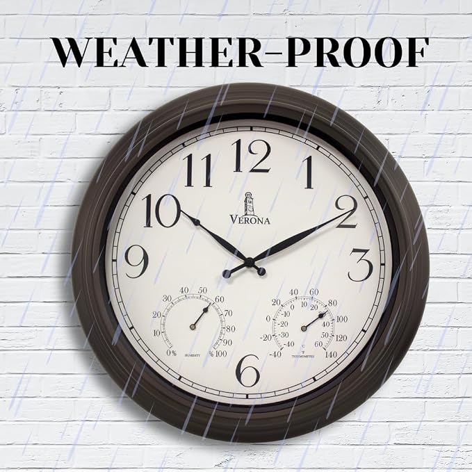 18 inch Outdoor Clocks for Patio Large Waterproof - Image 5