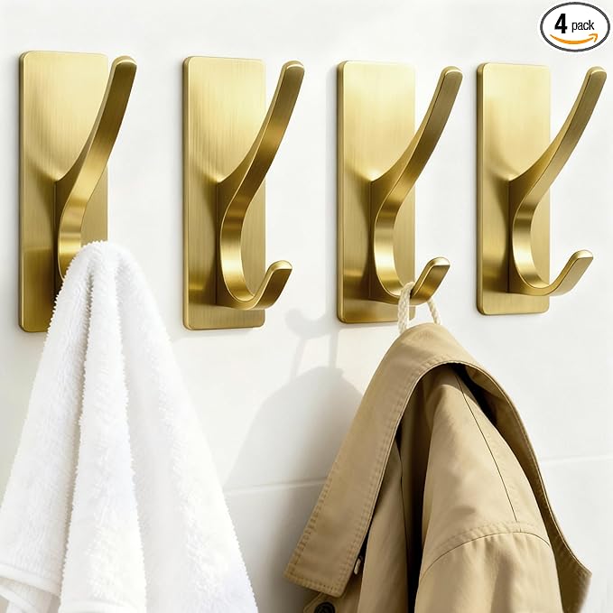 pickpiff Brushed Gold Self Adhesive Coat Hooks by pickpiff