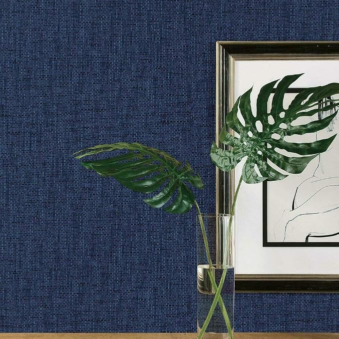 RoomMates RMK11698RL Navy Faux Grasscloth Weave Non-Textured Peel and Stick - Image 2