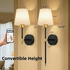 IRONPAX Wall Sconces Battery Operated Set of 2, Wireless Rechargeable Wall - Image 2