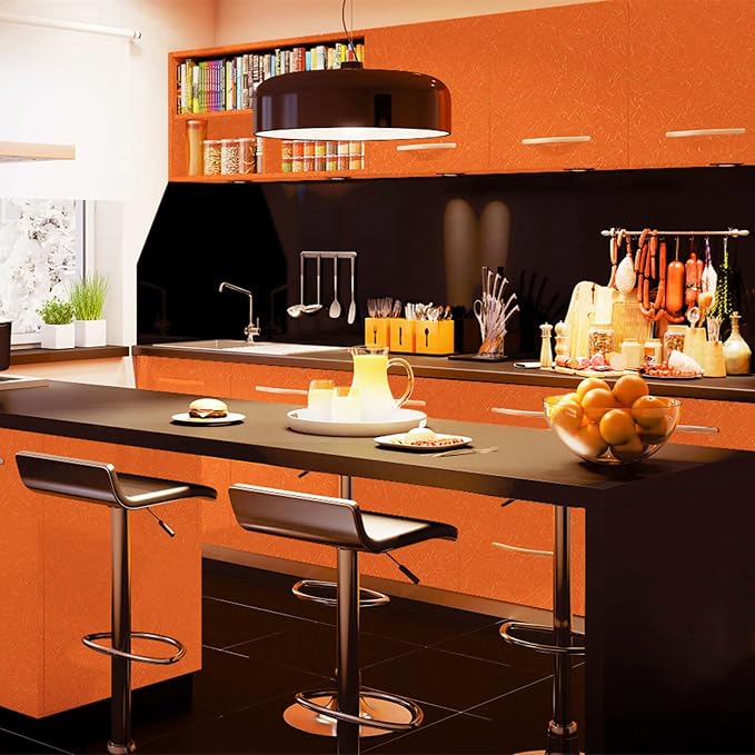 Abyssaly Self Adhesive Wallpaper Orange Sticky Back Plastic Roll Removable - Image 7