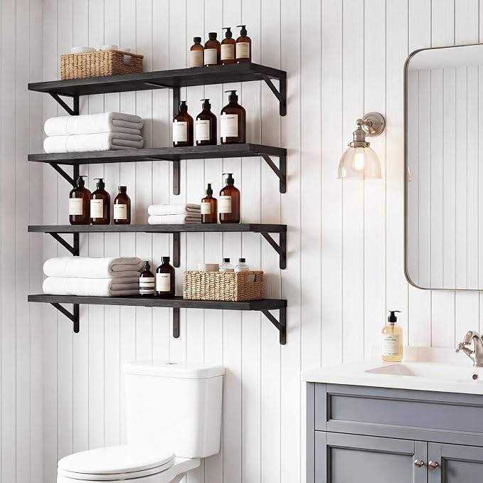 YGEOMER Floating Shelves for Wall, 35in Black Wall Shelves for Living Room - Image 4