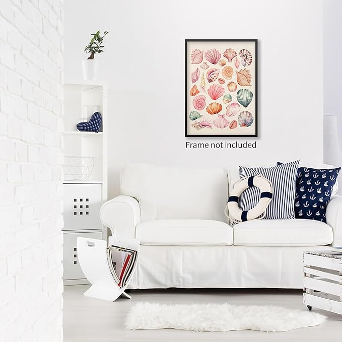Pink Seashell Posters Coastal Cowgirl Canvas Wall Art Trendy Beach Starfish - Image 3