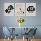 BOKPEN 3Pcs Black and White Poker Dice Canvas Wall Art Funky Retro Y2K Trendy - Image 6
