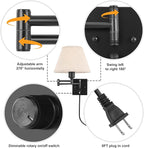 TRLIFE Wall Sconce Plug in, Dimmable Wall Sconces Set of Two Swing Arm Wall - Image 5