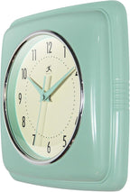 Infinity Instruments Square Retro Wall Clock, Pastel Green - Image 3